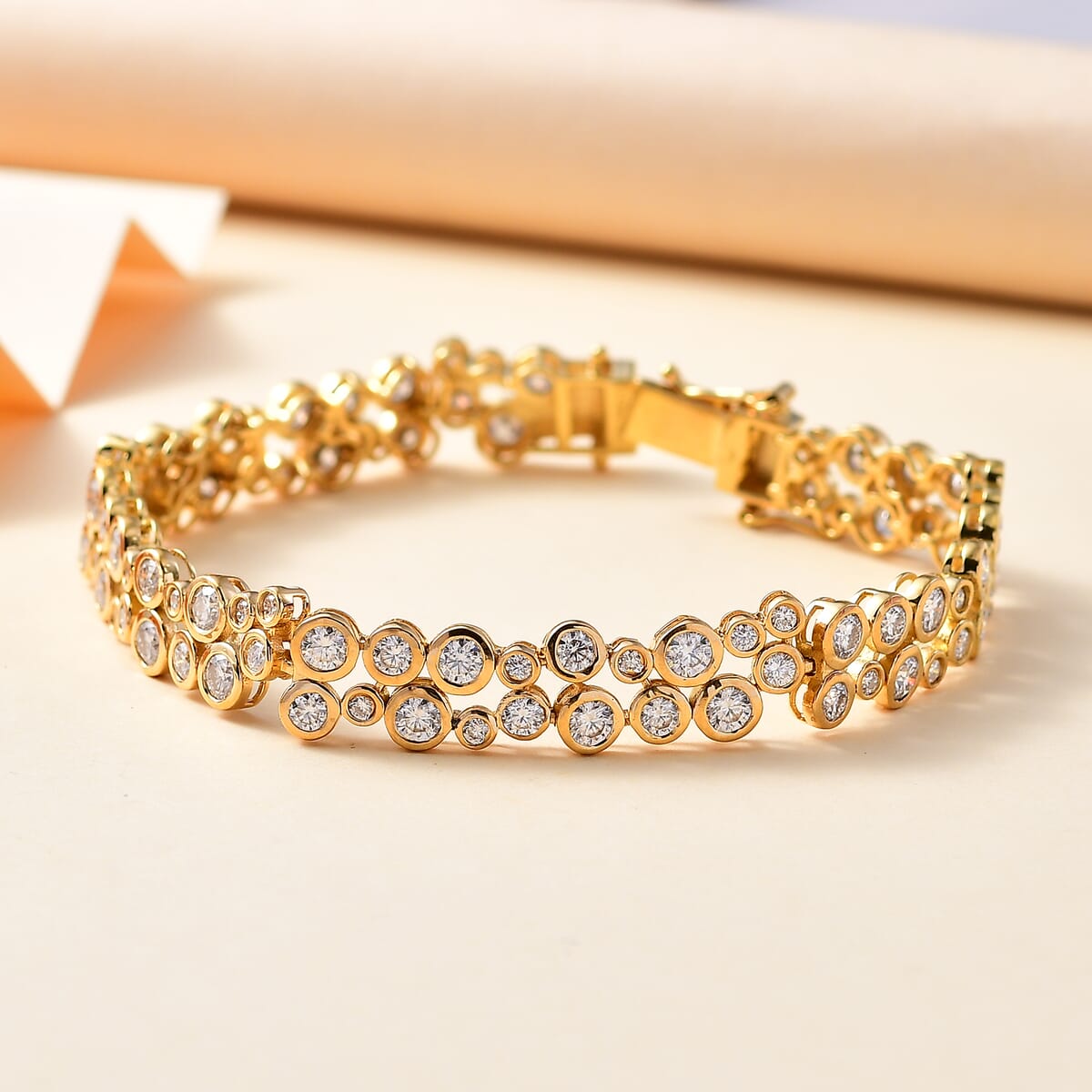 Moissanite Bubble Bracelet in 18K Vermeil Yellow Gold Over Sterling Silver (7.25 In) 9.60 ctw image number 1