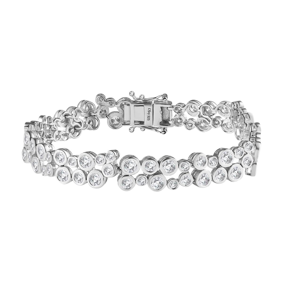 Moissanite Bubble Bracelet in Rhodium Over Sterling Silver (7.25 In) 9.60 ctw image number 0