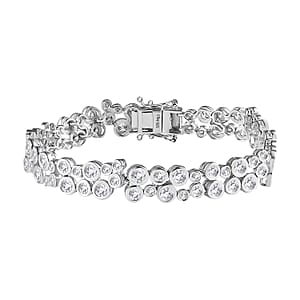 Moissanite Bubble Bracelet in Rhodium Over Sterling Silver (7.25 In) 9.60 ctw