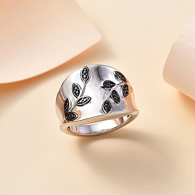 Karis Green Diamond Accent Leaf Ring in Platinum Bond (Size 10.0)