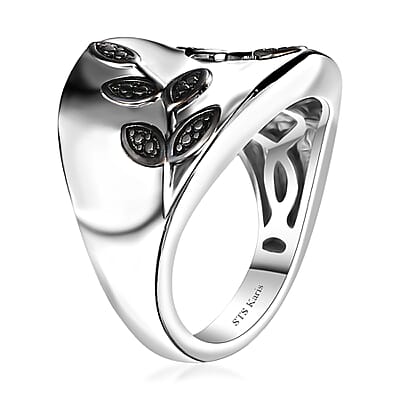 Karis Green Diamond Accent Leaf Ring in Platinum Bond (Size 10.0)
