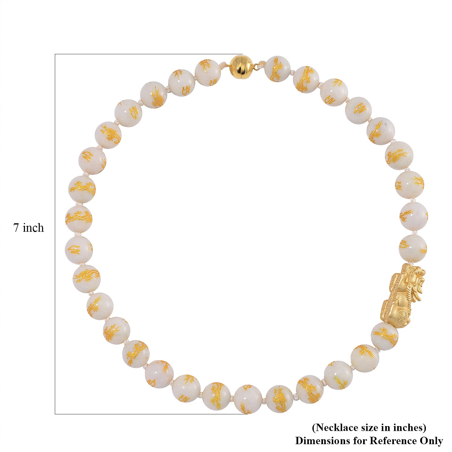 Natural Jade 620.00 ctw Dragon Carved and Pixiu Necklace in 14K Yellow Gold Over Sterling Silver 20 Inches