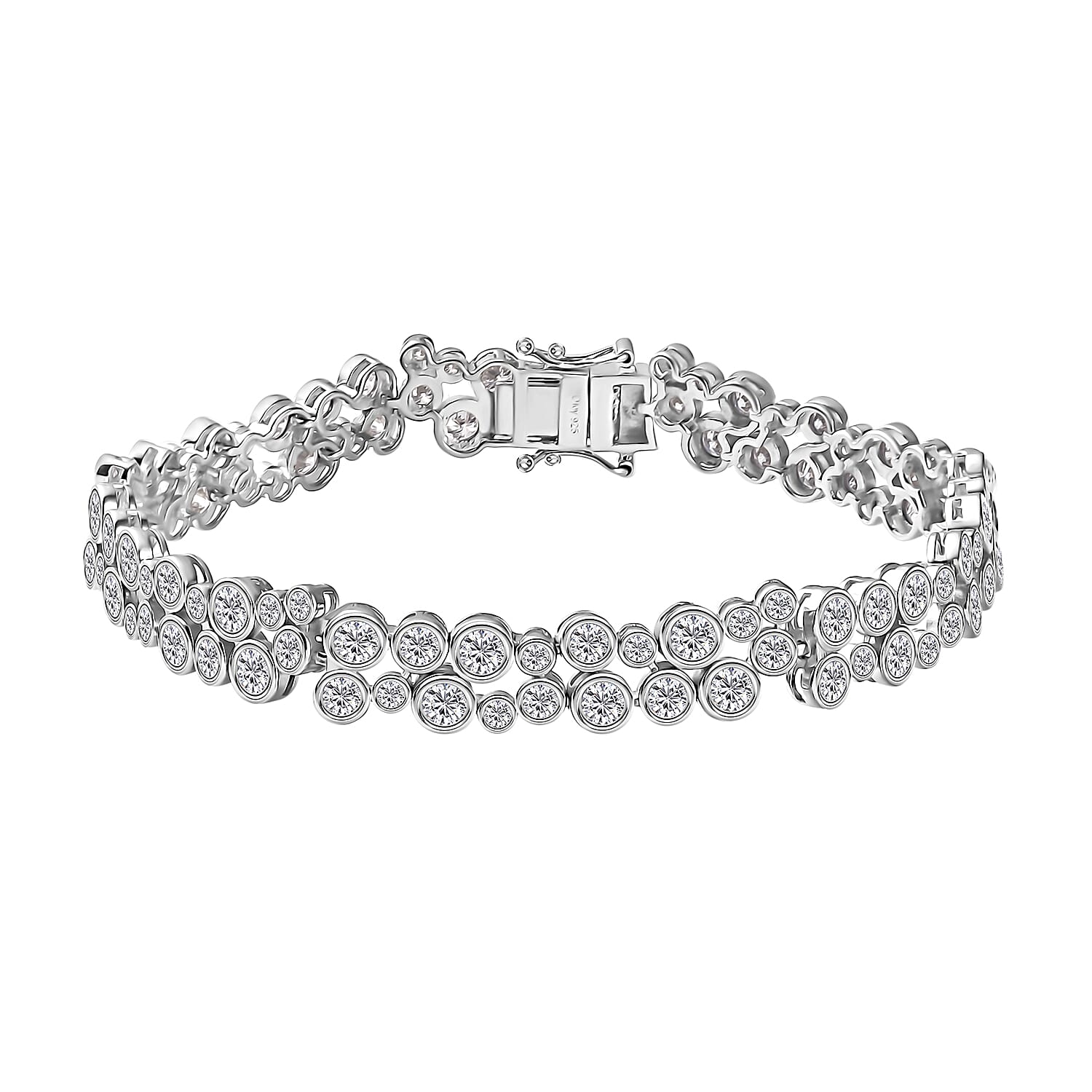 Buy Moissanite Bubble Bracelet in Rhodium Over Sterling