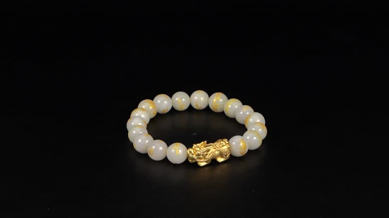 Natural Jade 150.00 ctw Dragon Carved and Pixiu Stretch Bracelet in 14K YG Over Sterling Silver