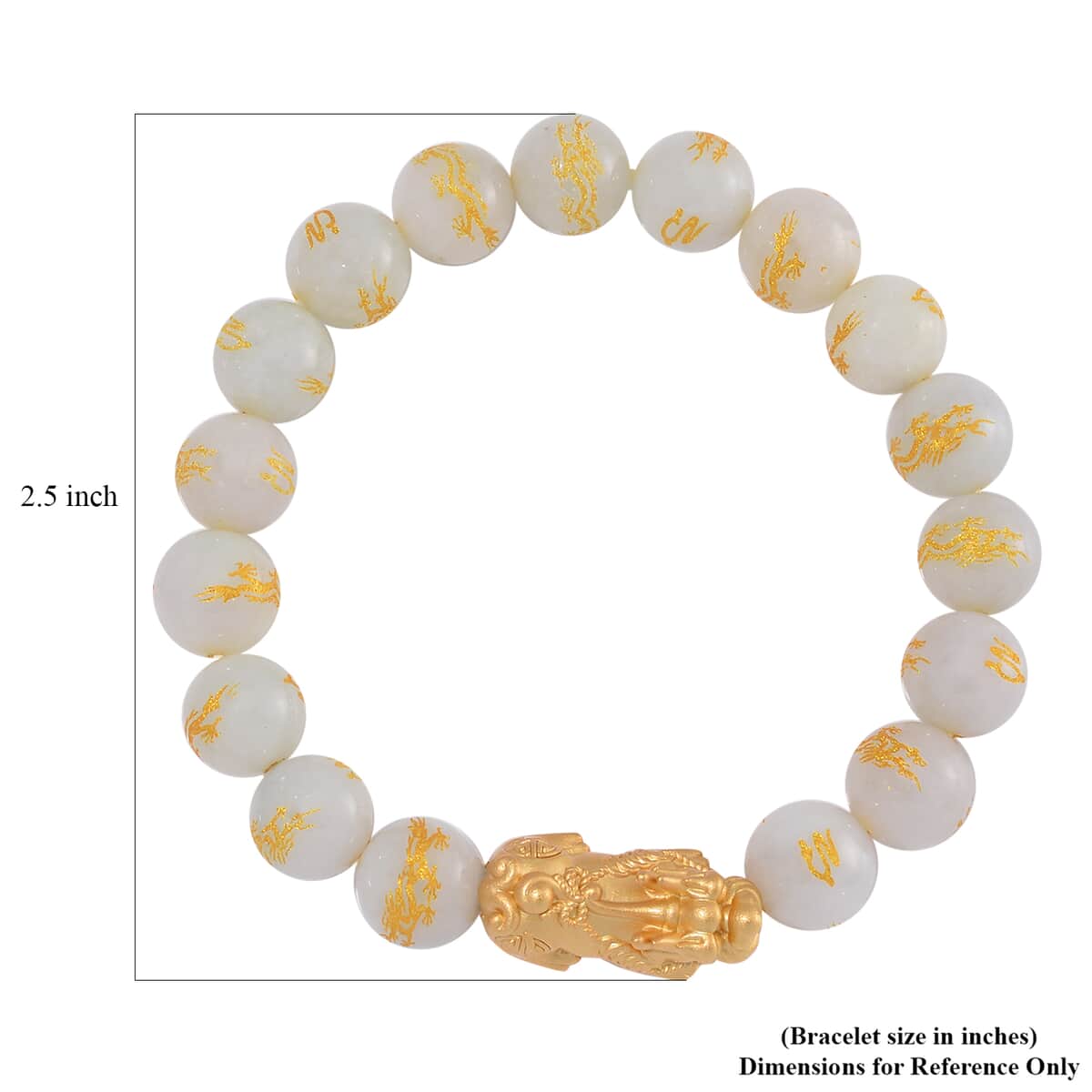 Natural Jade 150.00 ctw Dragon Carved and Pixiu Stretch Bracelet in 14K YG Over Sterling Silver image number 3