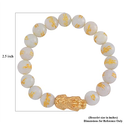 Natural Jade 150.00 ctw Dragon Carved and Pixiu Stretch Bracelet in 14K YG Over Sterling Silver