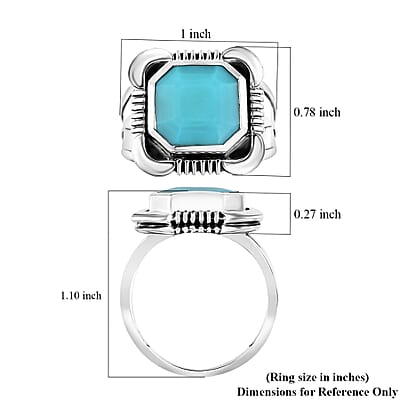 Artisan Crafted Asscher Cut Sleeping Beauty Turquoise Men's Ring in Sterling Silver (Size 11.0) 4.75 ctw