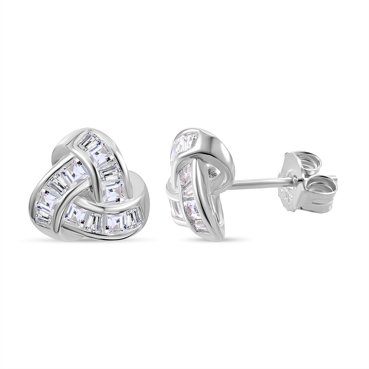 Simulated Diamond 2.20 ctw Earrings in Rhodium Over Sterling Silver