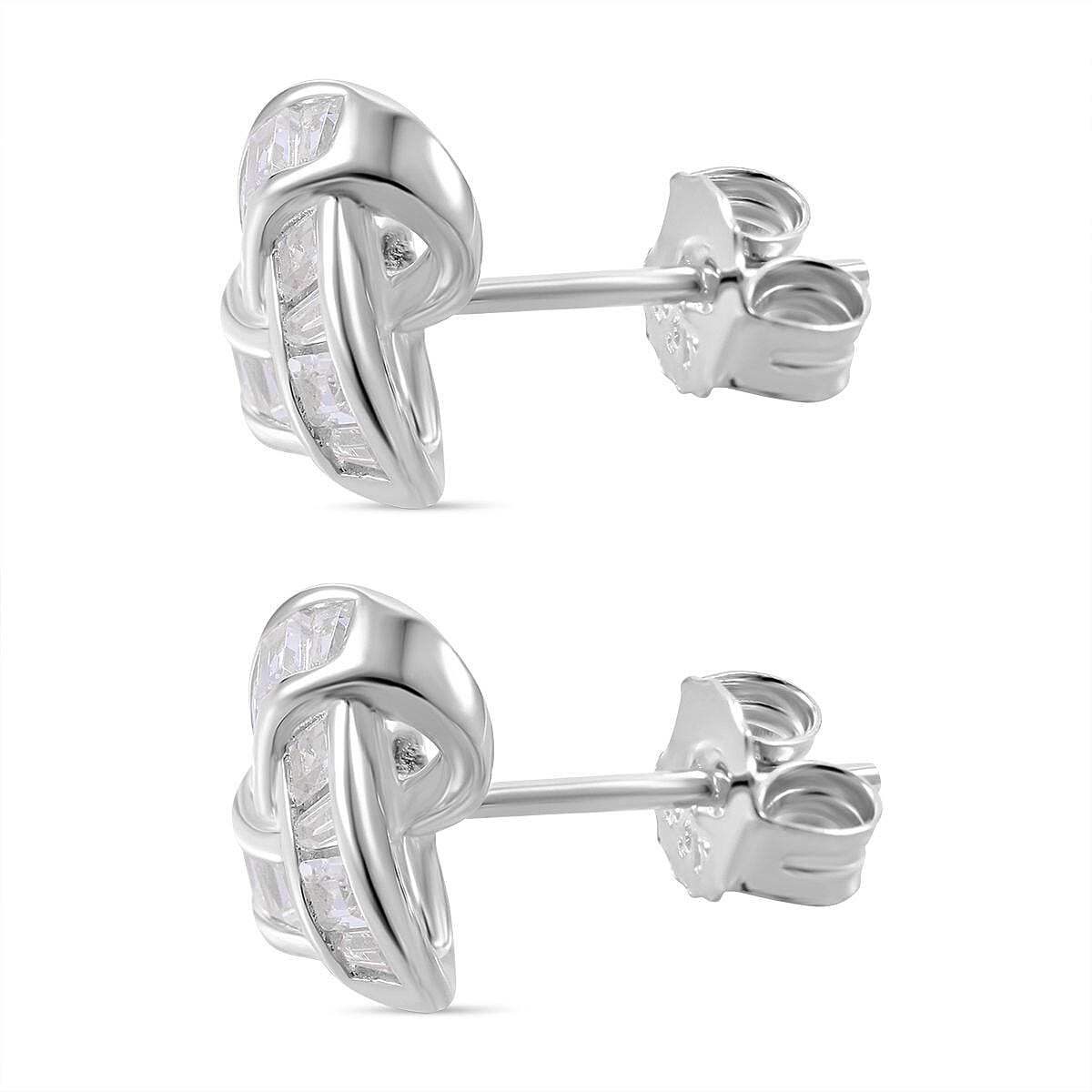 Simulated Diamond 2.20 ctw Earrings in Rhodium Over Sterling Silver