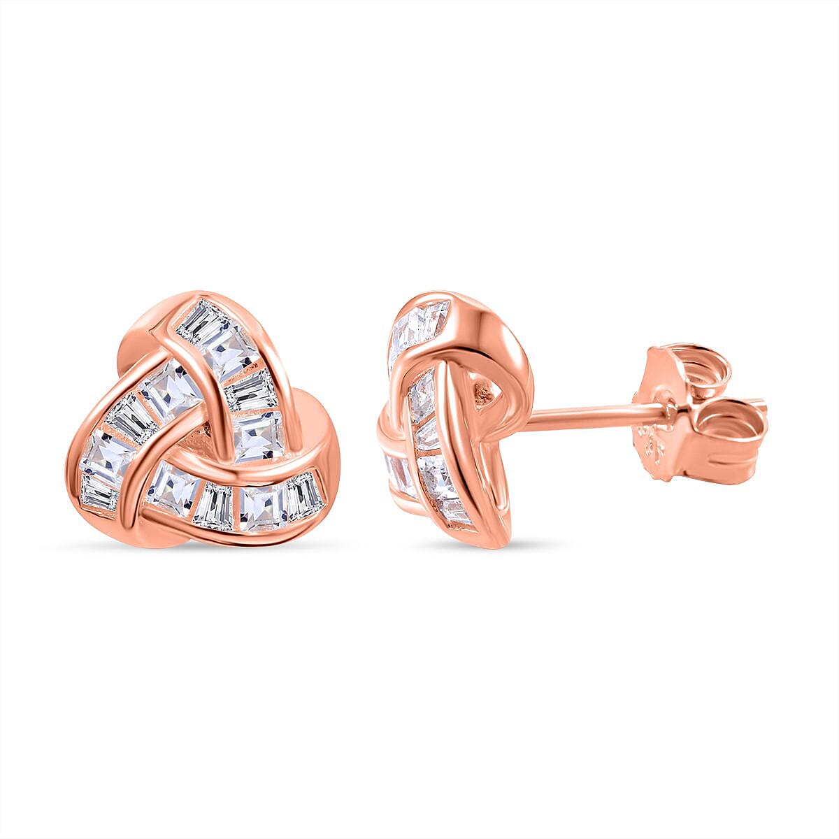 Simulated Diamond 2.20 ctw Earrings in Vermeil Rose Gold Over Sterling Silver