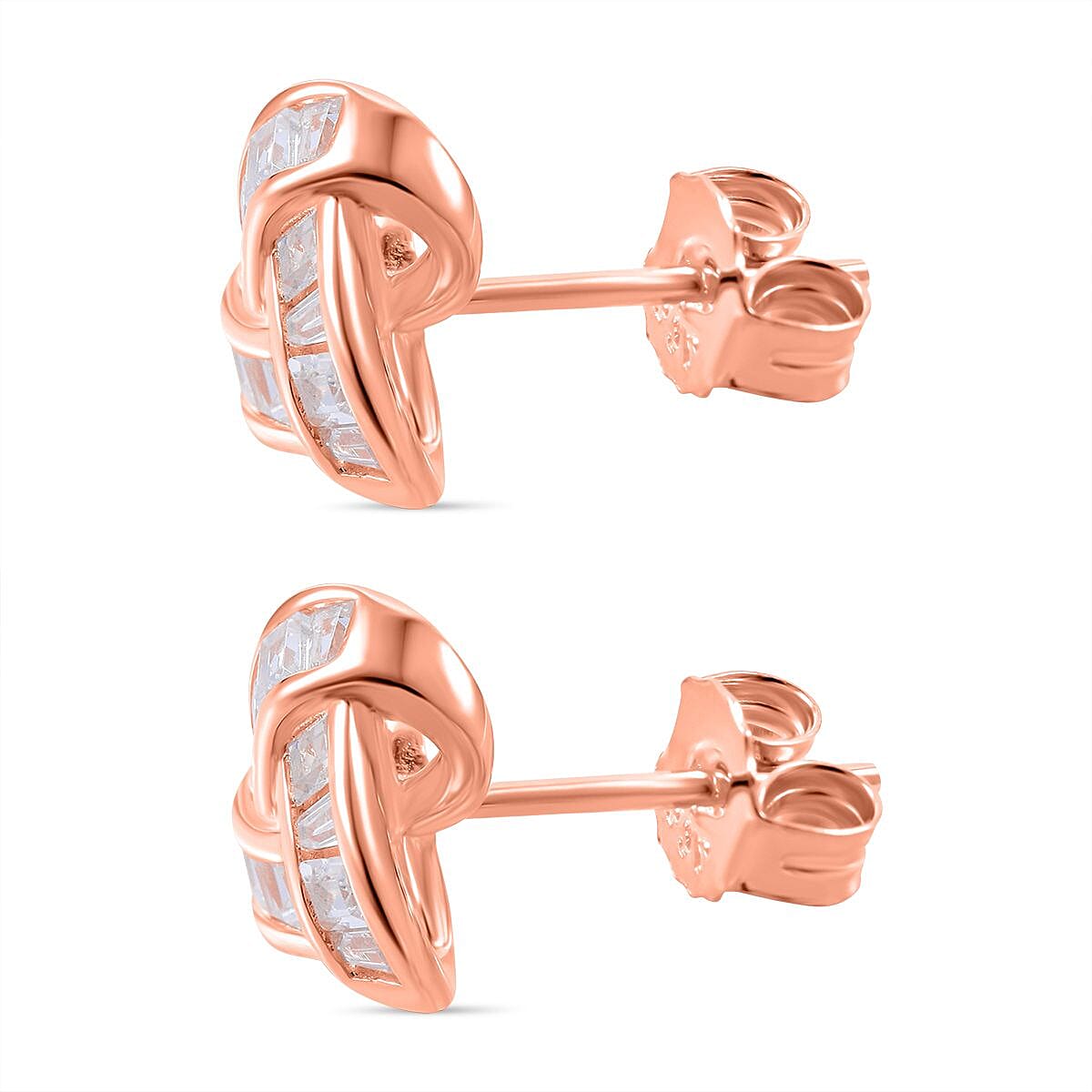 Simulated Diamond 2.20 ctw Earrings in Vermeil Rose Gold Over Sterling Silver