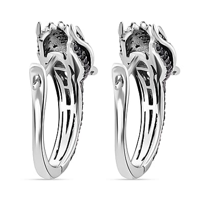 Thai Black Spinel and Chrome Diopside 1.30 ctw Dragon Head Earrings in Sterling Silver