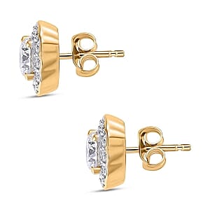 Moissanite Solitaire Stud 1.24 ctw Earrings in 18K Vermeil YG Over Sterling Silver