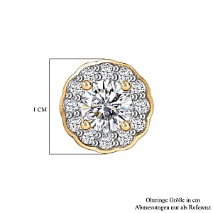 Moissanite Solitaire Stud 1.24 ctw Earrings in 18K Vermeil YG Over Sterling Silver