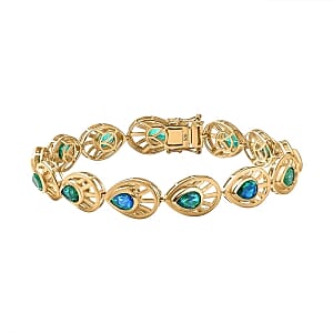 Peacock Triplet Quartz Cluster 9.75 ctw Bracelet in Vermeil YG Over Sterling Silver