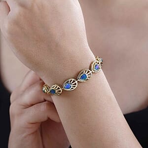 Peacock Triplet Quartz Cluster 9.75 ctw Bracelet in Vermeil YG Over Sterling Silver