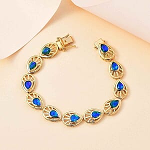 Peacock Triplet Quartz Cluster 9.75 ctw Bracelet in Vermeil YG Over Sterling Silver