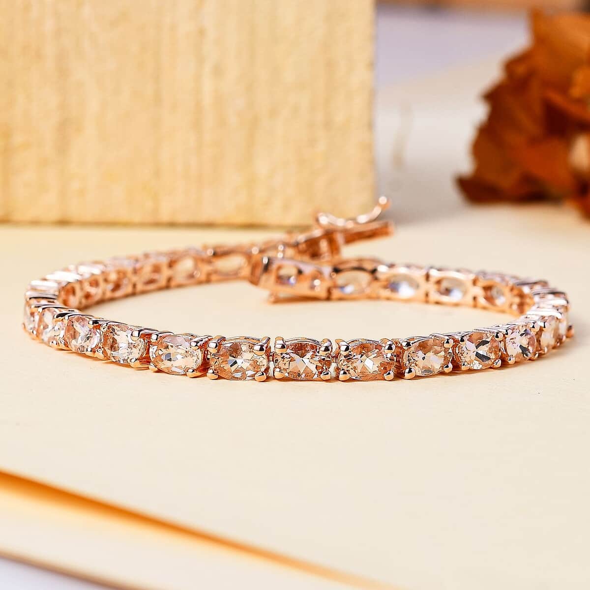 Epic Deal Premium Marropino Morganite Tennis Bracelet in 18K Vermeil RG Over Sterling Silver (6.50 In) 11.00 ctw image number 1