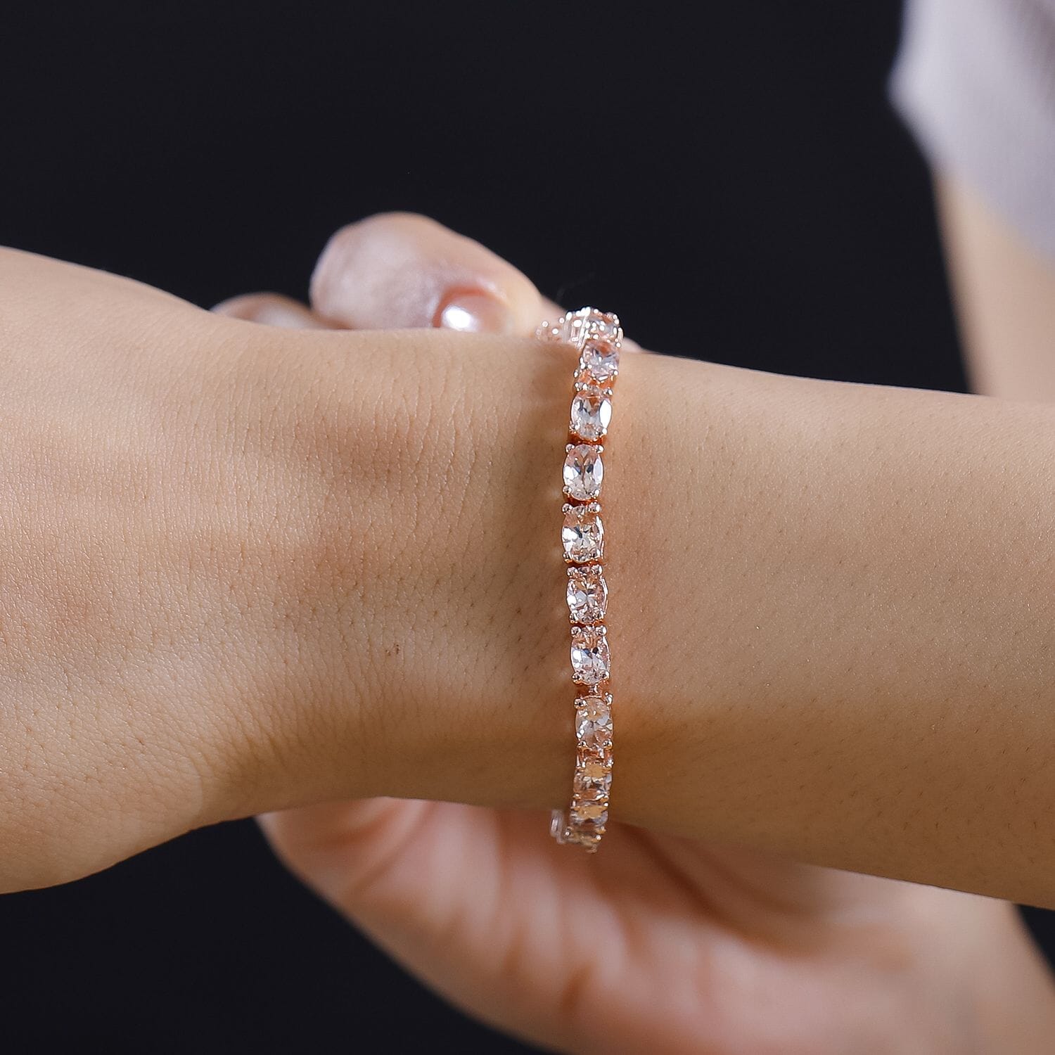 Buy Premium Marropino Morganite 11.00 ctw Tennis Bracelet in 18K Vermeil Rose Gold Over Sterling Silver 6.50 In at ShopLC
