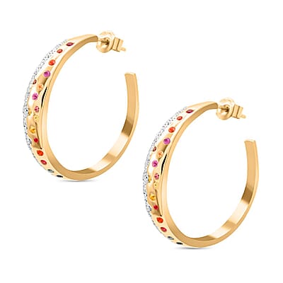 Clarte Sul Mare Collection Multi Sapphire and Moissanite Earrings in Vermeil Yellow Gold Over Sterling Silver 1.50 ctw