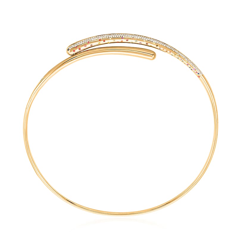 Clarte Sul Mare Collection Multi Sapphire and Moissanite Necklace 16 Inches in Vermeil Yellow Gold Over Sterling Silver 2.35 ctw