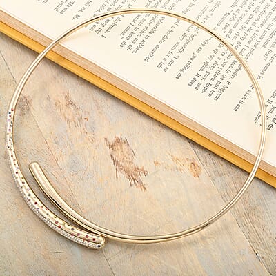 Clarte Sul Mare Collection Multi Sapphire and Moissanite Necklace 16 Inches in Vermeil Yellow Gold Over Sterling Silver 2.35 ctw