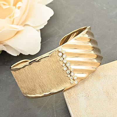 Clarte Kaleidoscope Collection Moissanite Cuff Bracelet in Vermeil Yellow Gold Over Sterling Silver (6.50 In) 0.50 ctw