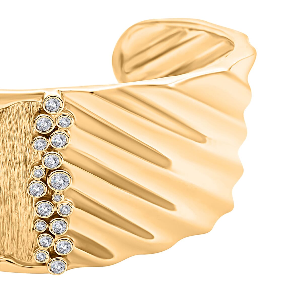 Clarte Kaleidoscope Collection Moissanite Cuff Bracelet in Vermeil Yellow Gold Over Sterling Silver (7.25 In) 0.50 ctw image number 2