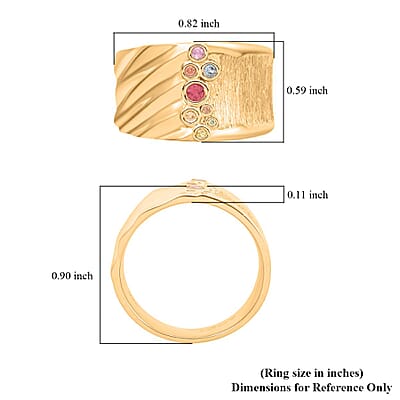 Clarte Kaleidoscope Collection Multi Sapphire and Moissanite Ring in Vermeil Yellow Gold Over Sterling Silver (Size 10.0) 0.25 ctw