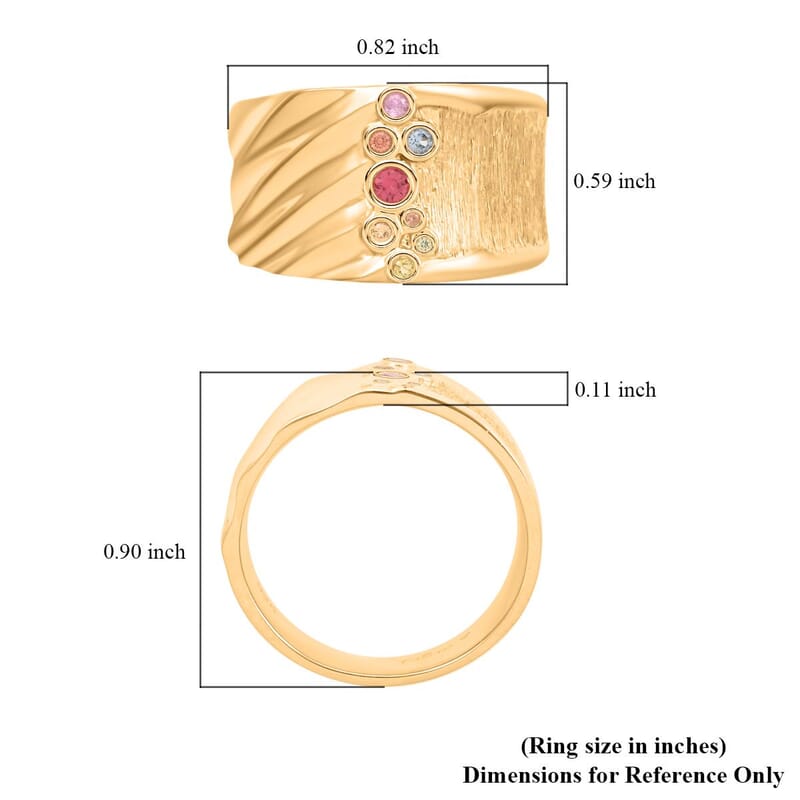 Clarte Kaleidoscope Collection Multi Sapphire and Moissanite Ring in Vermeil Yellow Gold Over Sterling Silver (Size 7.0) 0.25 ctw