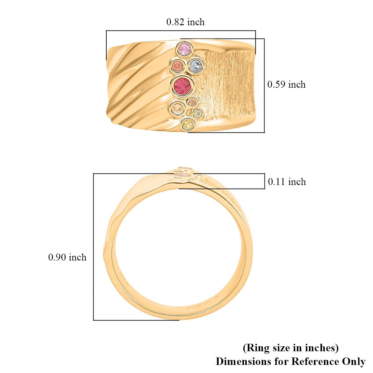 Clarte Kaleidoscope Collection Multi Sapphire and Moissanite Ring in Vermeil Yellow Gold Over Sterling Silver (Size 8.0) 0.25 ctw image number 4