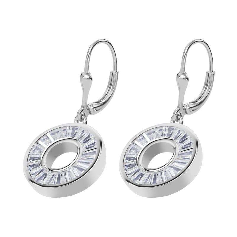 Simulated Diamond 1.94 ctw Earrings in Rhodium Over Sterling Silver