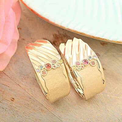 Clarte Kaleidoscope Collection Multi Sapphire Hoop Earrings in Vermeil Yellow Gold Over Sterling Silver 0.40 ctw