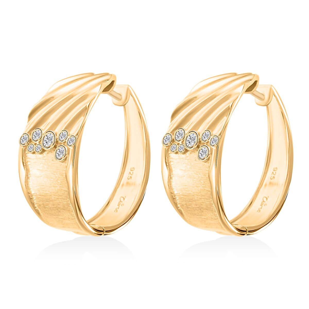Clarte Kaleidoscope Collection Moissanite Hoop Earrings in Vermeil Yellow Gold Over Sterling Silver 0.40 ctw image number 3