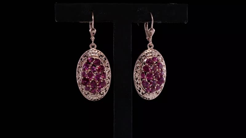 Orissa Rhodolite Garnet Filigree and Lotus Flower Earrings in 18K Vermeil Rose Gold Over Sterling Silver 4.60 ctw