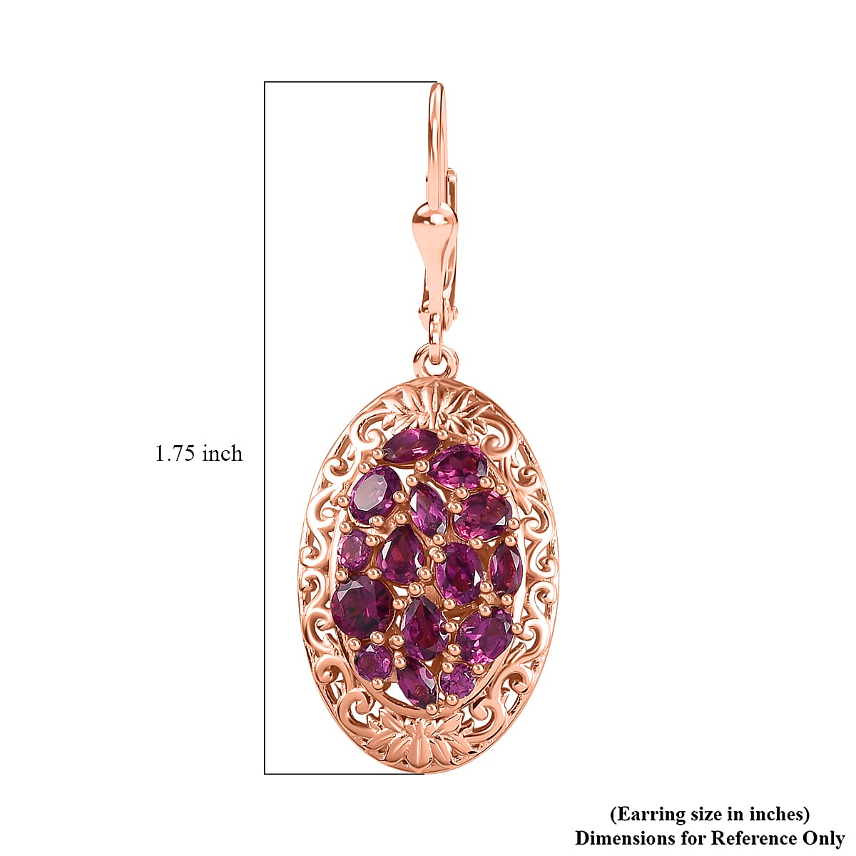 Orissa Rhodolite Garnet Filigree and Lotus Flower Earrings in 18K Vermeil Rose Gold Over Sterling Silver 4.60 ctw