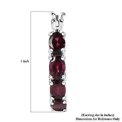 Orissa Rhodolite Garnet Floral Hoop Earrings in Rhodium Over Sterling Silver 5.50 ctw