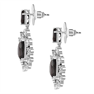 Zawadi Chocolate Sapphire and White Topaz Candle Chandelier Earrings in Rhodium Over Sterling Silver 16.00 ctw