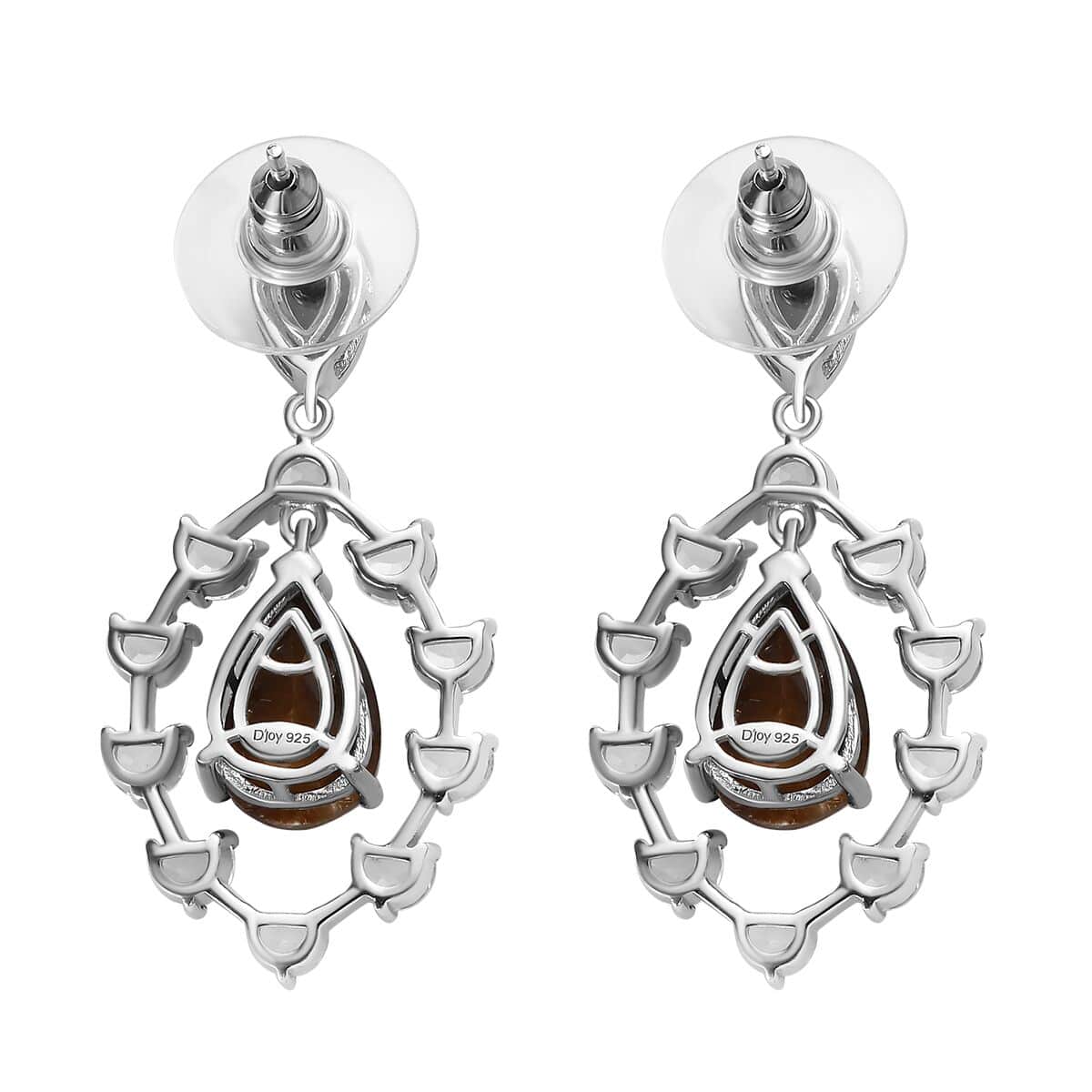 Zawadi Chocolate Sapphire and White Topaz Candle Chandelier Earrings in Rhodium Over Sterling Silver 16.00 ctw image number 4