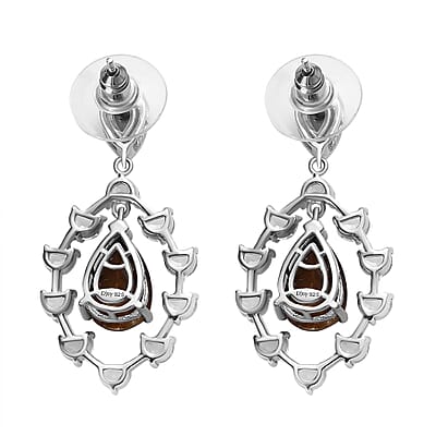 Zawadi Chocolate Sapphire and White Topaz Candle Chandelier Earrings in Rhodium Over Sterling Silver 16.00 ctw