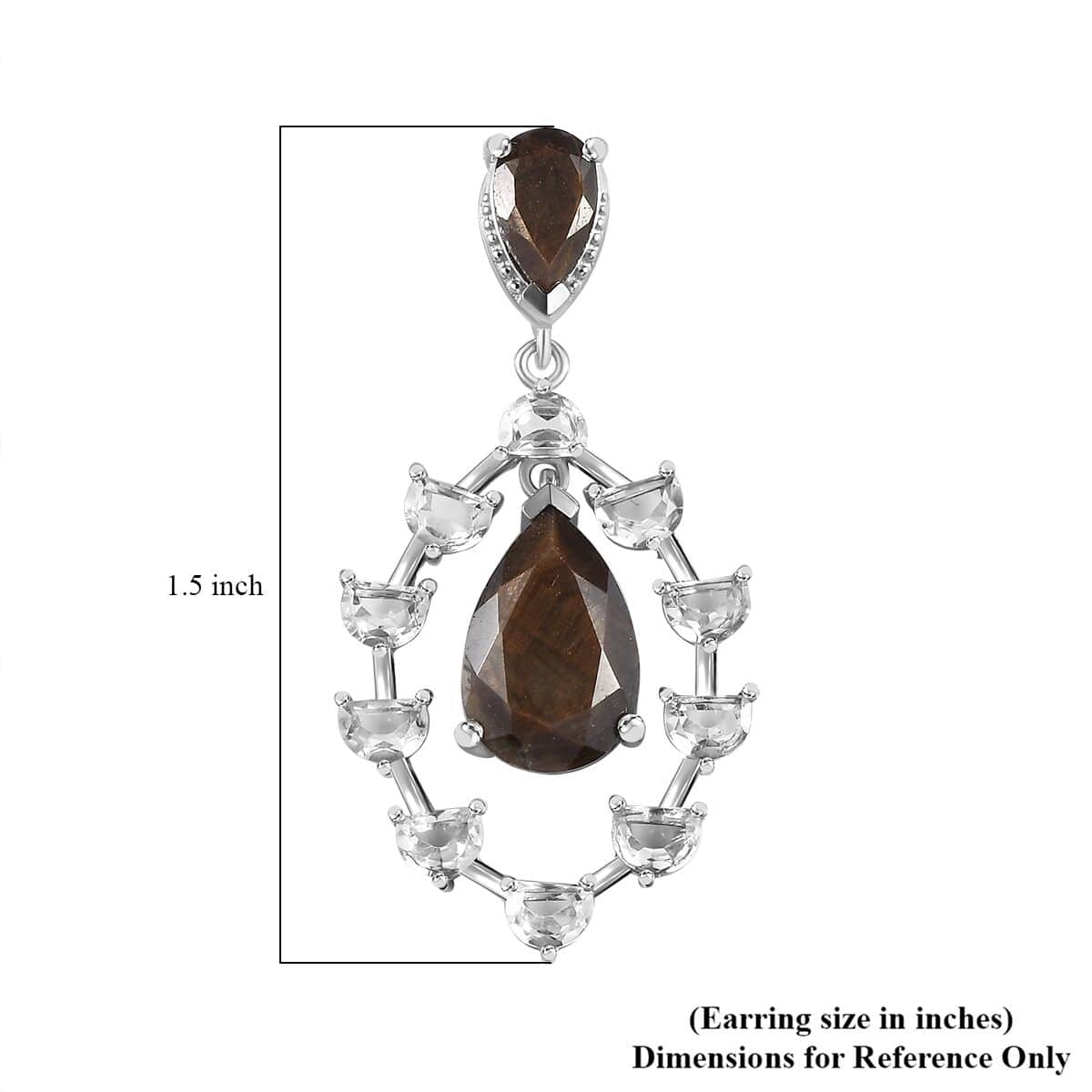 Zawadi Chocolate Sapphire and White Topaz Candle Chandelier Earrings in Rhodium Over Sterling Silver 16.00 ctw image number 5