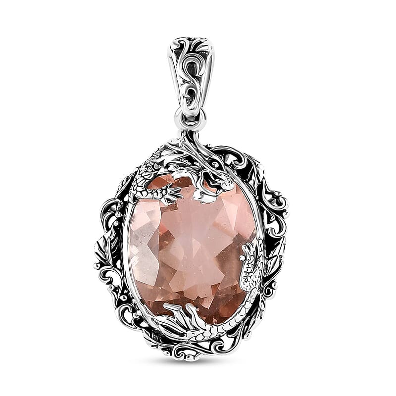 Artisan Crafted Morganique Quartz (Triplet) Dragon Pendant without Chain in Sterling Silver 17.00 ctw