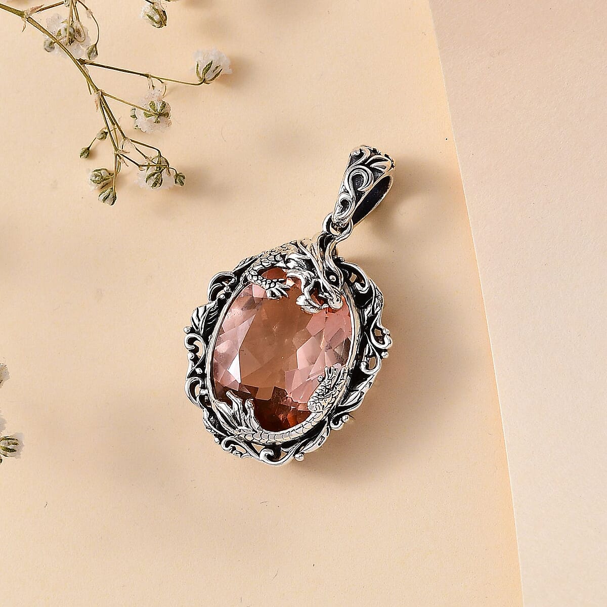 Artisan Crafted Morganique Quartz (Triplet) Dragon Pendant without Chain in Sterling Silver 17.00 ctw image number 1