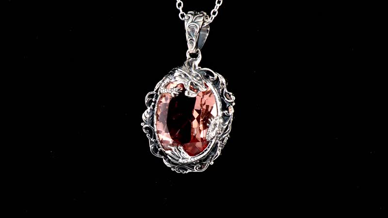 Artisan Crafted Morganique Quartz (Triplet) Dragon Pendant without Chain in Sterling Silver 17.00 ctw