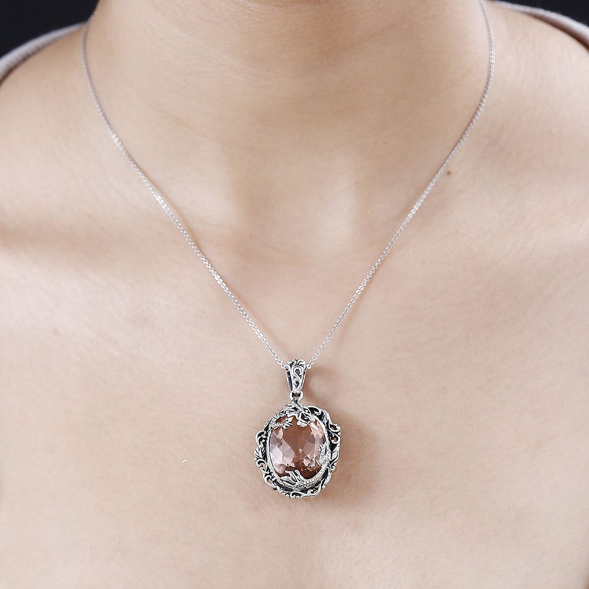 Artisan Crafted Morganique Quartz (Triplet) Dragon Pendant without Chain in Sterling Silver 17.00 ctw image number 2
