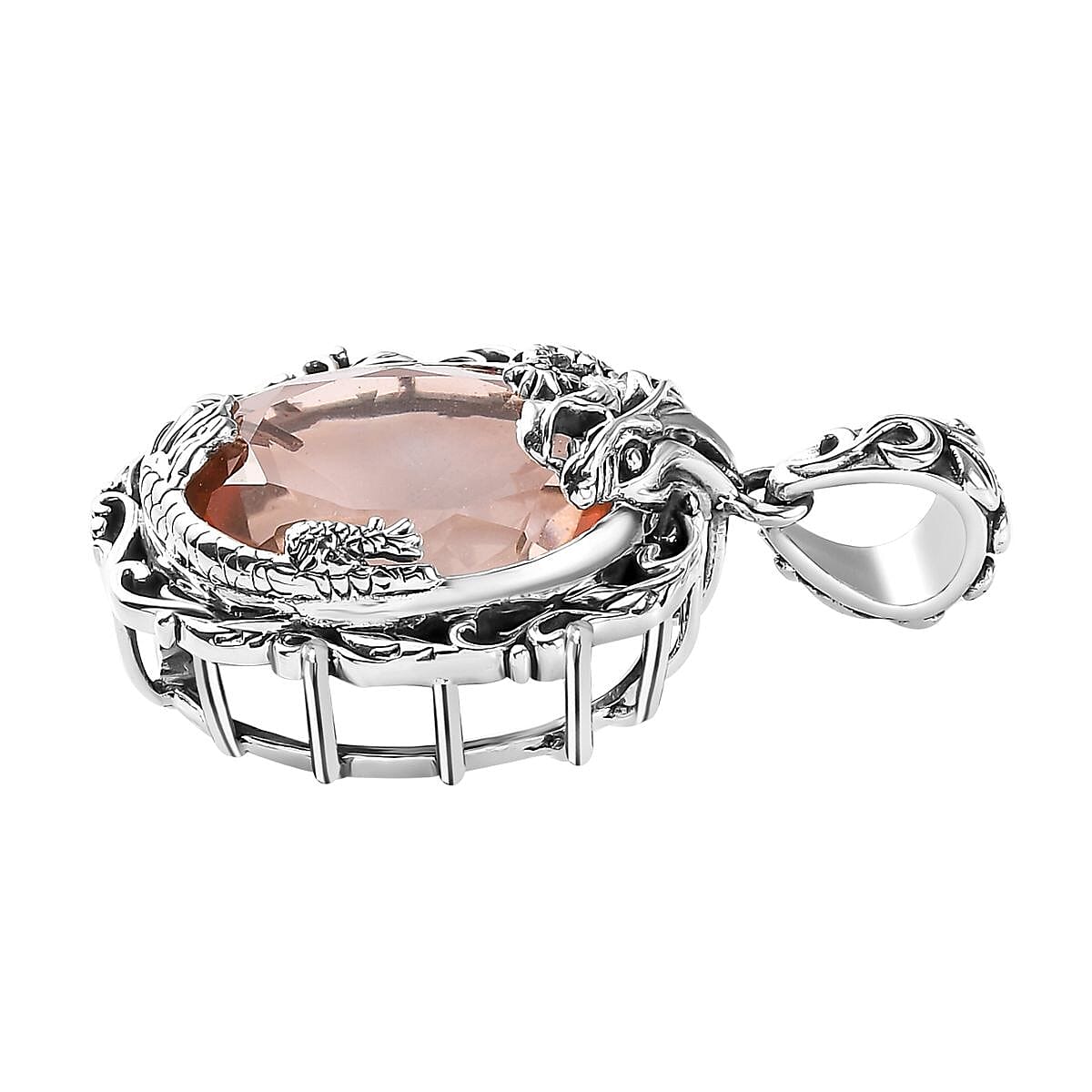 Artisan Crafted Morganique Quartz (Triplet) Dragon Pendant without Chain in Sterling Silver 17.00 ctw image number 3