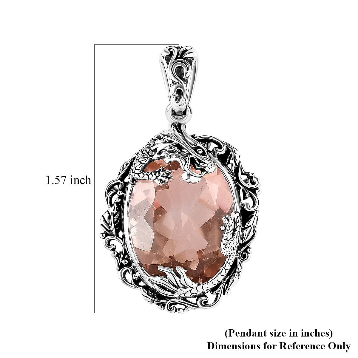 Artisan Crafted Morganique Quartz (Triplet) Dragon Pendant without Chain in Sterling Silver 17.00 ctw image number 5