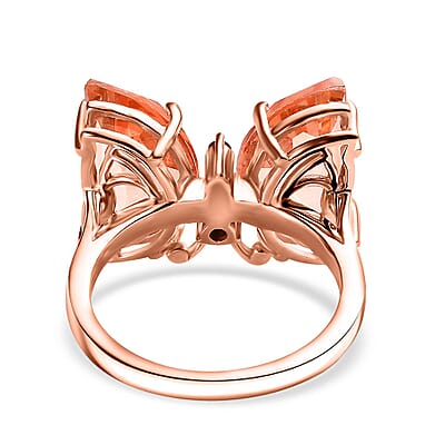 Morganique Quartz (Triplet) and Orissa Rhodolite Garnet Butterfly Ring in 18K Vermeil Rose Gold Over Sterling Silver (Size 10.0) 8.90 ctw