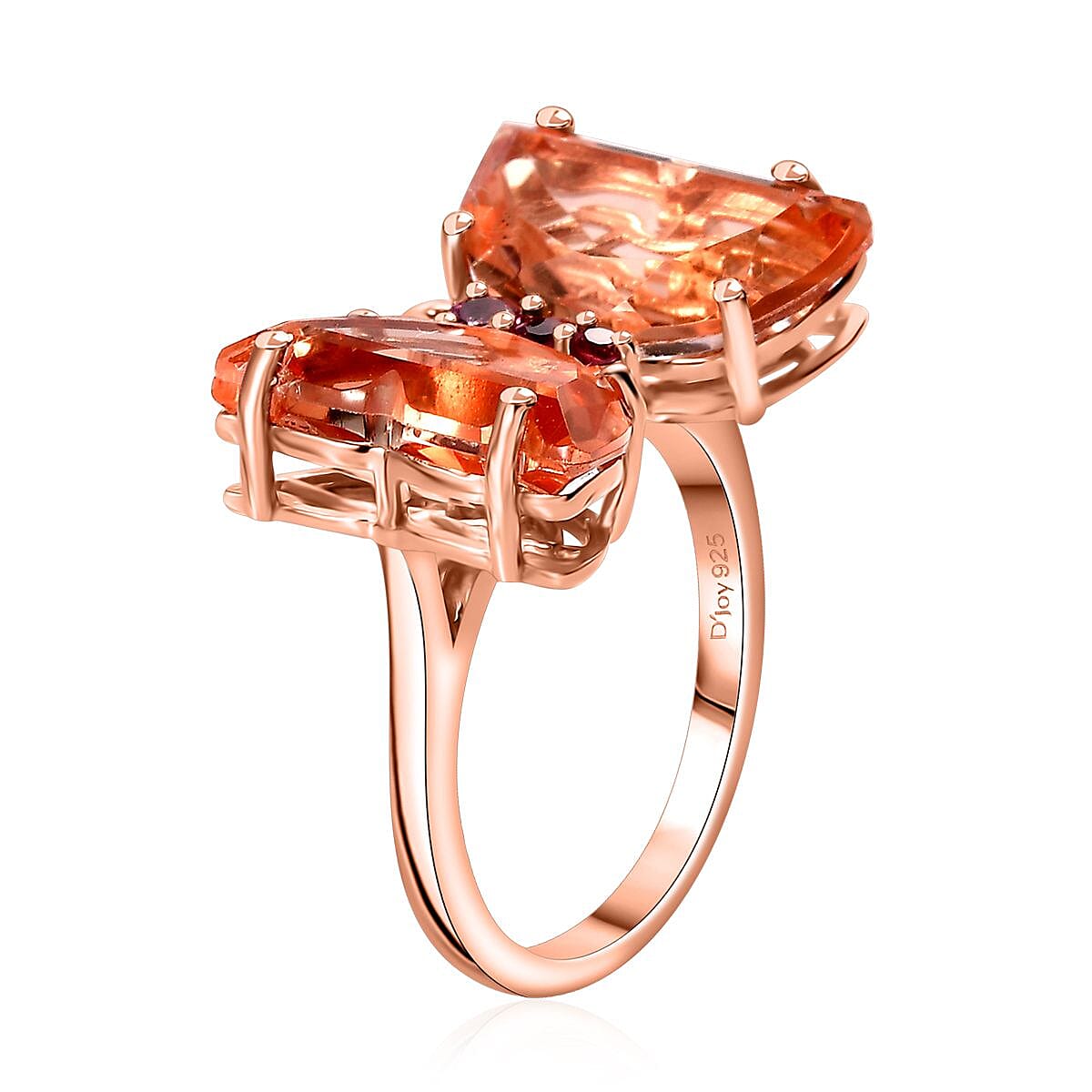 Morganique Quartz (Triplet) and Orissa Rhodolite Garnet Butterfly Ring in 18K Vermeil Rose Gold Over Sterling Silver (Size 6.0) 8.90 ctw image number 3