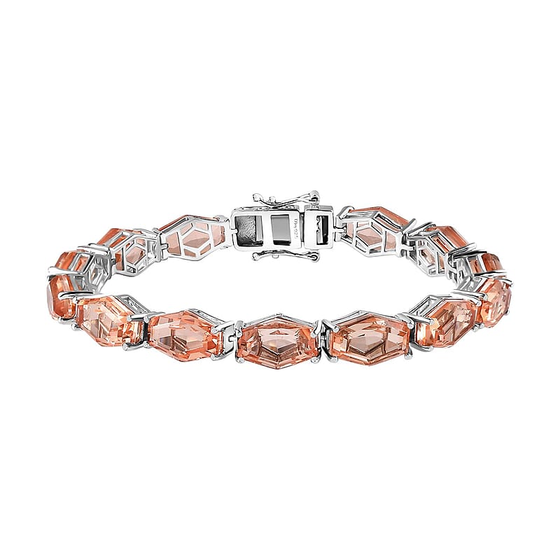 D'Joy Morganique Quartz (Triplet) Tennis Bracelet in Rhodium Over Sterling Silver (7.25 In) 45.00 ctw